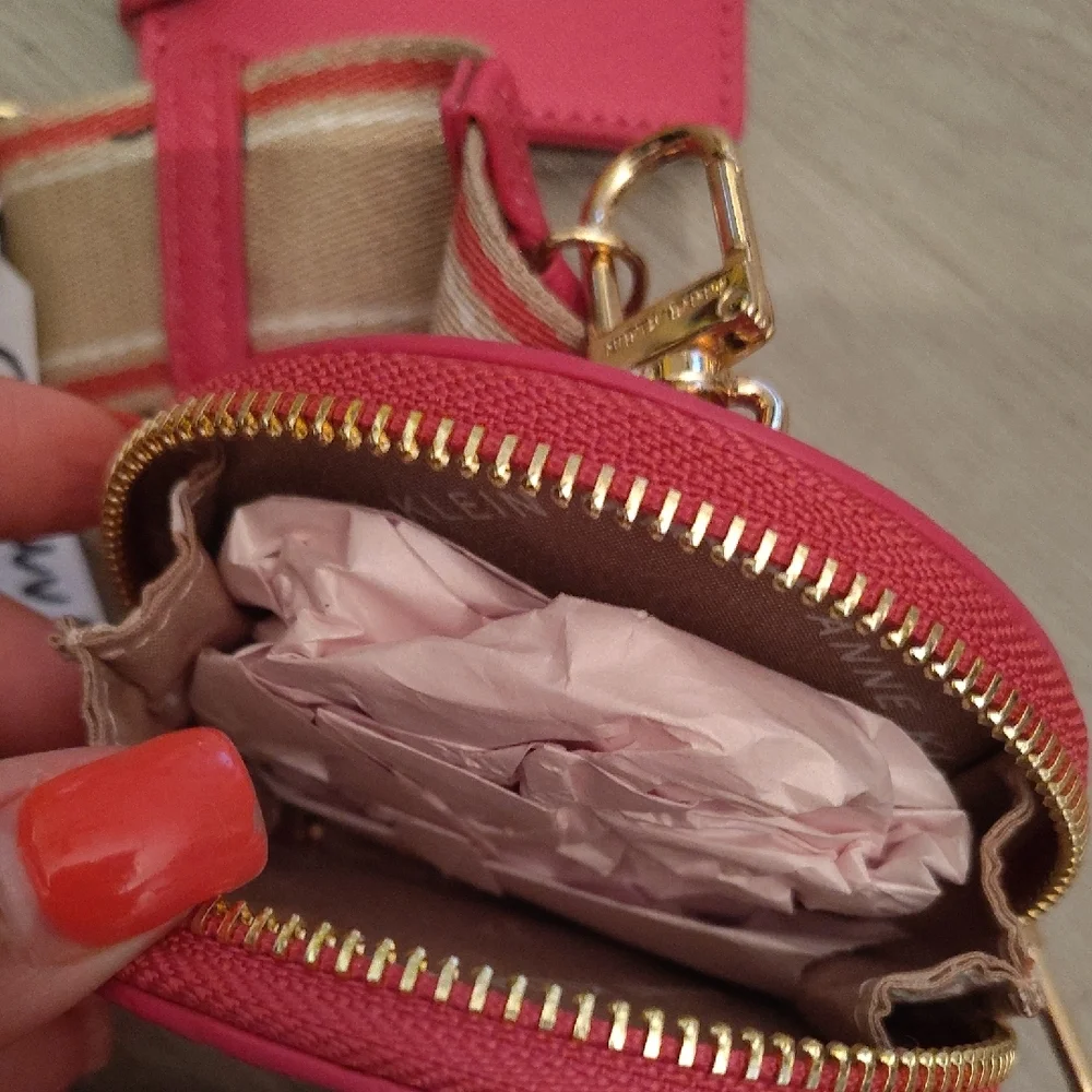 🆕3PC Anne Klein Vibrant Pink Clutch Wallet Crossbody Bag with Accessories
